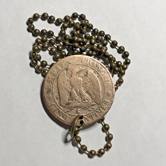1854 France COIN PENDANT French Napoleon III Antique Great Gift! 🎁 170 Years - Picture 3 of 4